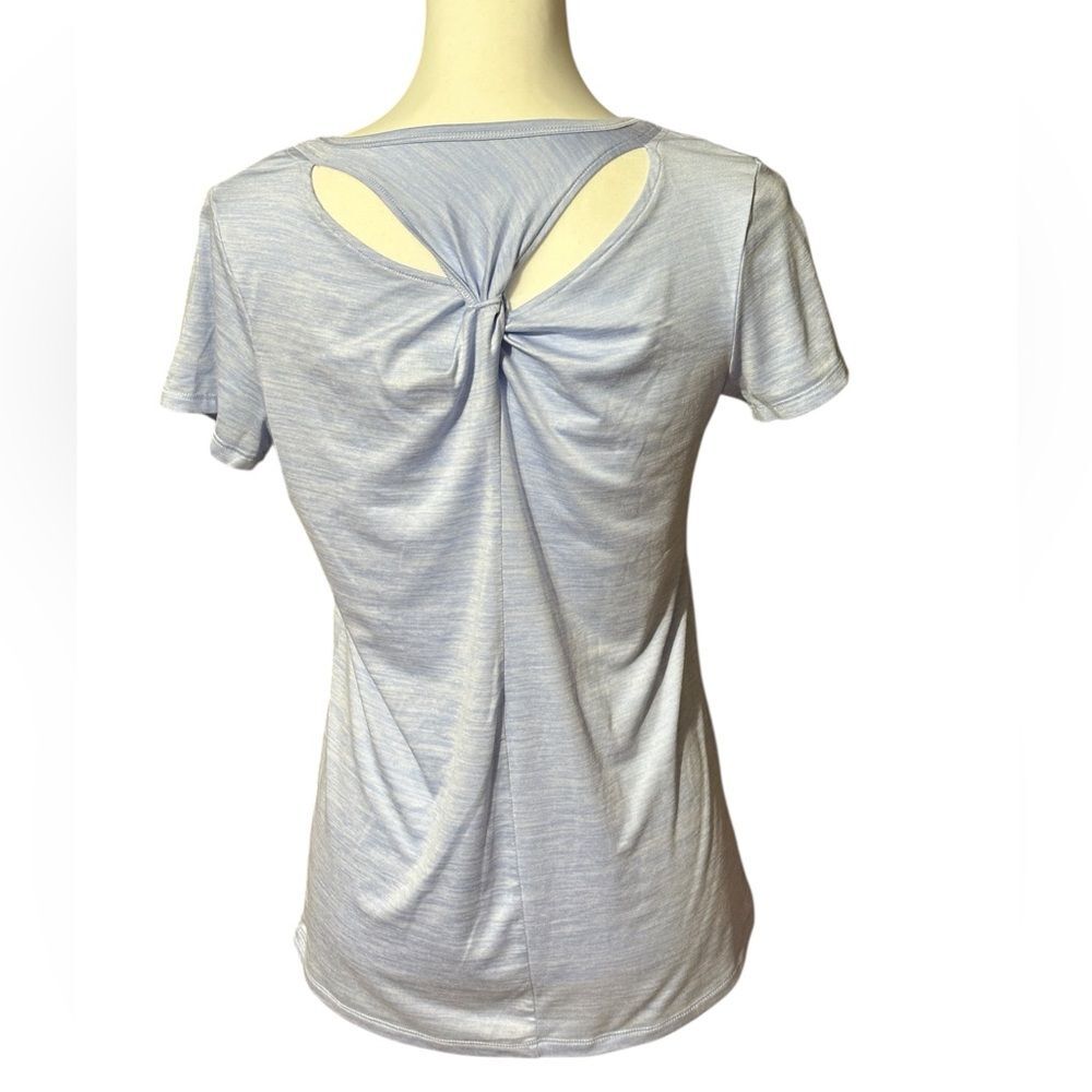 All in Motion Workout Light Gray Short Sleeve Knot Back Tee Sz XL